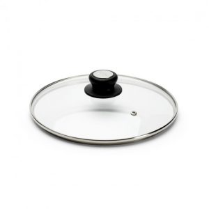 Couvercle en verre avec bouton en bakélite/inox 14cm