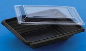 Boîte salade noire Pyramipack avec couvercle - contenance 750 ml X 40 UNITES