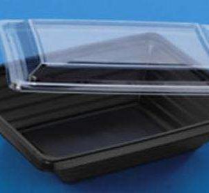 Boîte salade noire Pyramipack avec couvercle - contenance 750 ml X 40 UNITES
