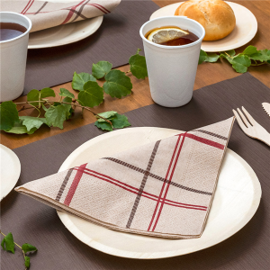 SERVIETTES ECOLABEL 2 PLIS  40x40 CM NATUREL OUATE RECYCLÉE X 100 UNITES – Image 2
