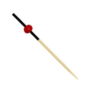 PIQUES COCKTAIL EN BAMBOU À BOULES ROUGES 12 CM X 200 UNITES