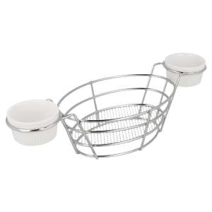 CORBEILLES OVALES + 2 POTS  CHROME ACIER – Image 2