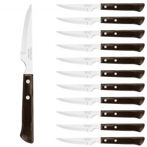 COUTEAU À STEAK MARRON SPANISH 22CM. INOX ET TECHNOBOIS. X 12 unités