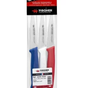 Assortiment de 3 couteaux office NOIR / BLEU / ROUGE