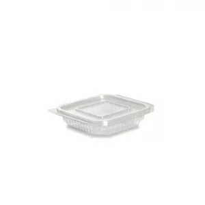 Barquette plastique PET rectangulaire transparente avec couvercle attaché 150 ml - 50 unités