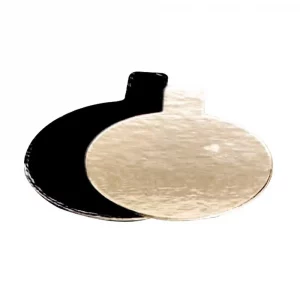 Support gâteau Ø 5 cm languette or/noir Ronde x 25 unités