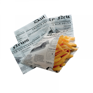 Sac papier ingraissable blanc ouvert sur 2 côtés avec décor journal 13 x 13 cm - x 100 unités