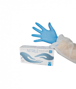 Gant Nitrile bleu non poudré L  8/9 boîte de 100 gants