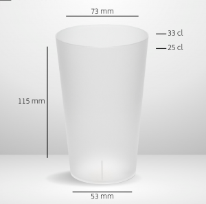 VERRE REUTILISABLE FUNCUP TRANSLUCIDE 25/33  X 20 UNITES
