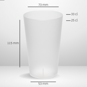 VERRE REUTILISABLE FUNCUP TRANSLUCIDE 25/33  X 20 UNITES