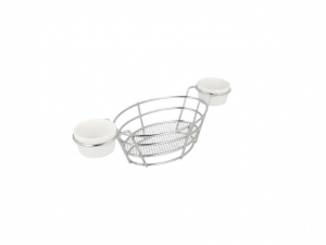 CORBEILLES OVALES + 2 POTS  CHROME ACIER