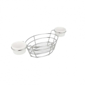 CORBEILLES OVALES + 2 POTS  CHROME ACIER