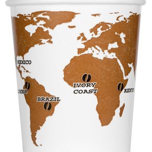 GOBELETS EN CARTON WORLD MAP Ø 70 MM 22 CL PAQUET DE 75 UNITES