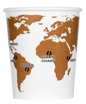 GOBELETS EN CARTON WORLD MAP Ø 70 MM 22 CL PAQUET DE 75 UNITES
