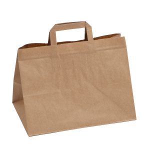 Sac cabas kraft brun 32x22x24 poignée plate x 10 sacs