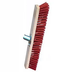 Balai cantonnier rouge nylon avec douille en fer 60cm