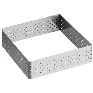 Cercle perforé carré bord droit inox 7x7 h.3.5cm De Buyer