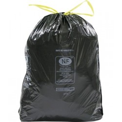 Sac poubelle 50 litres  à liens coulissants NOIR - X 20 SACS