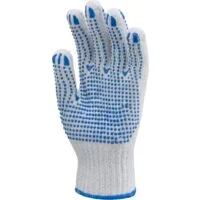 Gant tricoté avec picots bleu sur les 2 faces coton