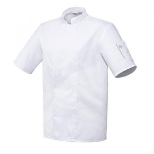 Veste de cuisine manches courtes mixte blanc parement beige T1/S NERO