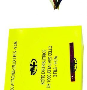 Boîte distributrice de 1000 attaches cello 2 fils - 9 cm bleu