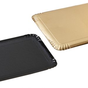 PLATEAUX EN CARTON METALLISE 2 FACES NOIR/OR 34X25 CM