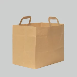 Sac papier kraft brun  à poignées plates 32+21+37 cm