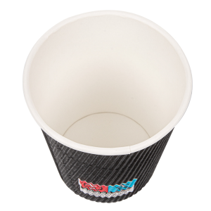 GOBELETS BOISSONS CHAUDES DOUBLE PAROI ONDULÉ 240 ML NOIR – Image 3