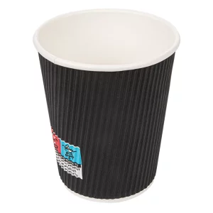 GOBELETS BOISSONS CHAUDES DOUBLE PAROI ONDULÉ 240 ML NOIR – Image 2