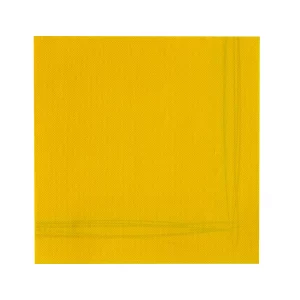 Serviettes SUN  OUATE  avec liseré jaune x 40 unités.