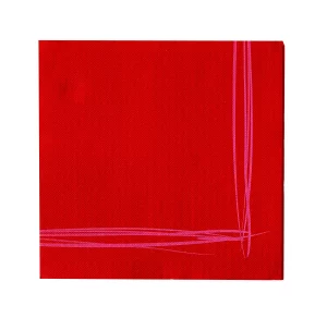 Serviettes SUN OUATE  avec liseré rouge 38x38 cm