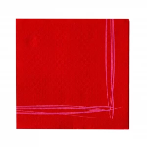 Serviettes SUN OUATE  avec liseré rouge 38x38 cm