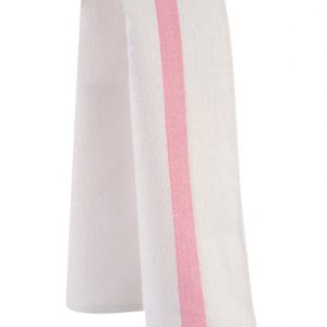 Torchon blanc avec bandes roses TAOSTE X 12 unités.