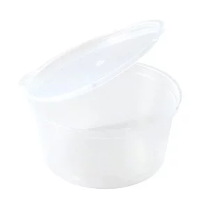 Pot à sauce 60 ml plastique PP avec couvercle à charnière x 50 unités