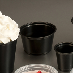 PETITS POTS MICRO-ONDABLES 60 ML Ø6,2x3,2 CM NOIR PP X 125 UNITES