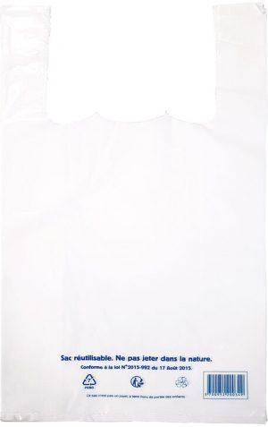 SACS CABAS PE BASSE DENSITE 21+10X40 CM X 100 UNITES