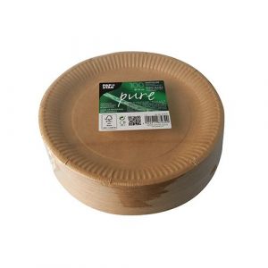 Assiettes, carton "pure" rond Ø 23 cm marron x 100 unités