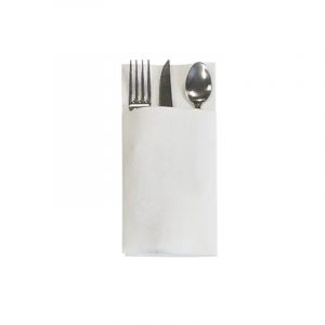 Serviette étui à couvert Airlaid 1/8 -ème cm toucher textile blanc - 50 pcs
