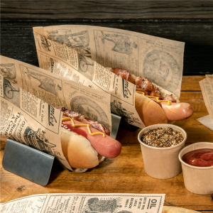 PAPIER INGRAISSABLES OUVERT 2 CÔTÉS - HOT DOG 'TIMES'  9+3x22 CM x 500 unités.