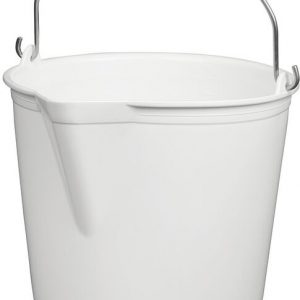SEAU EN PEHD BLANC à ANSE INOX GRADUE AVEC BEC VERSEUR 13 L