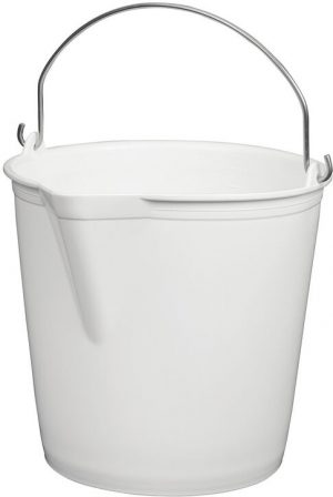 SEAU EN PEHD BLANC à ANSE INOX GRADUE AVEC BEC VERSEUR 13 L