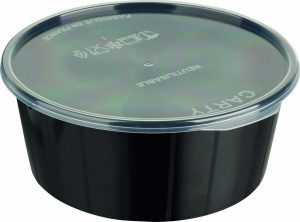 Boîtes rondes noire avec couvercles 115cl x 25 unités