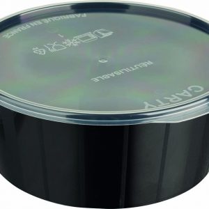 Boîtes rondes noire avec couvercles 115cl x 25 unités