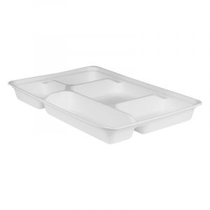 Plateau repas fibre de canne - 5 compartiments  x 25 unités