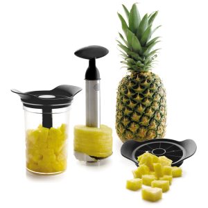 Set de coupe et d'épluchage d'ananas avec base