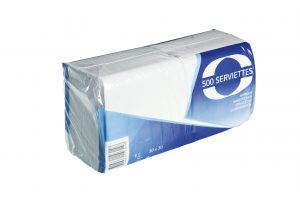 Serviette Ouate 1 PLI 30 x 30 Blanche Carton de 5000