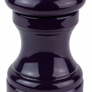 Moulin à sel manuel en bois laqué, Aubergine, 10 cm
