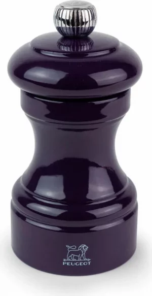 Moulin à sel manuel en bois laqué, Aubergine, 10 cm