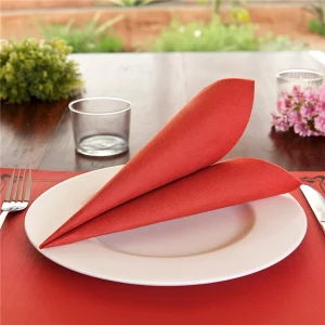 SERV. ECOLABEL 'DOUBLE POINT'  39x39 CM ROUGE OUATE