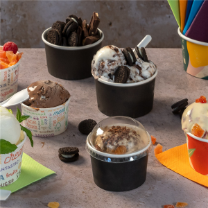 POTS À GLACES 300 ML 250  Ø10x5,5 CM NOIR  X 50 UNITES